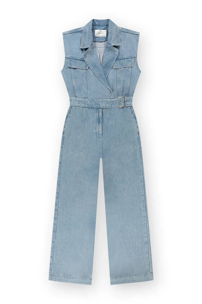 Flowy Sleeveless Cross Over Jumpsuit - Blauw