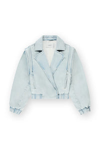 Tailored Denim Jacket With Shoulder Detail - Blauw