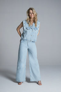 Straight Jeans With Back Slits - Blauw