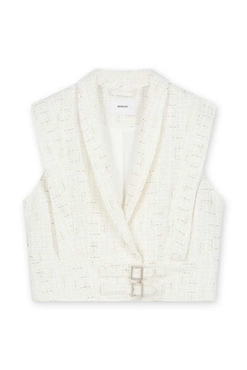Oversized Waistcoat With Belt Detail - Beige