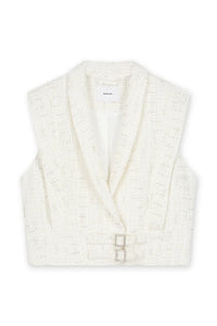 Oversized Waistcoat With Belt Detail - Beige