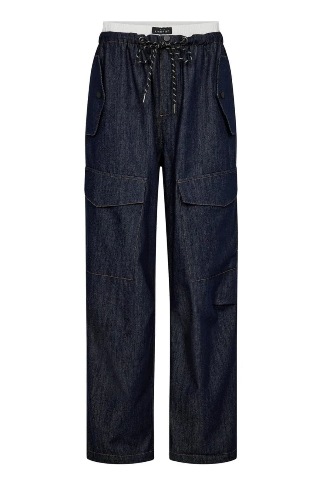 Denim Cargo Pull On Trouser - Blauw
