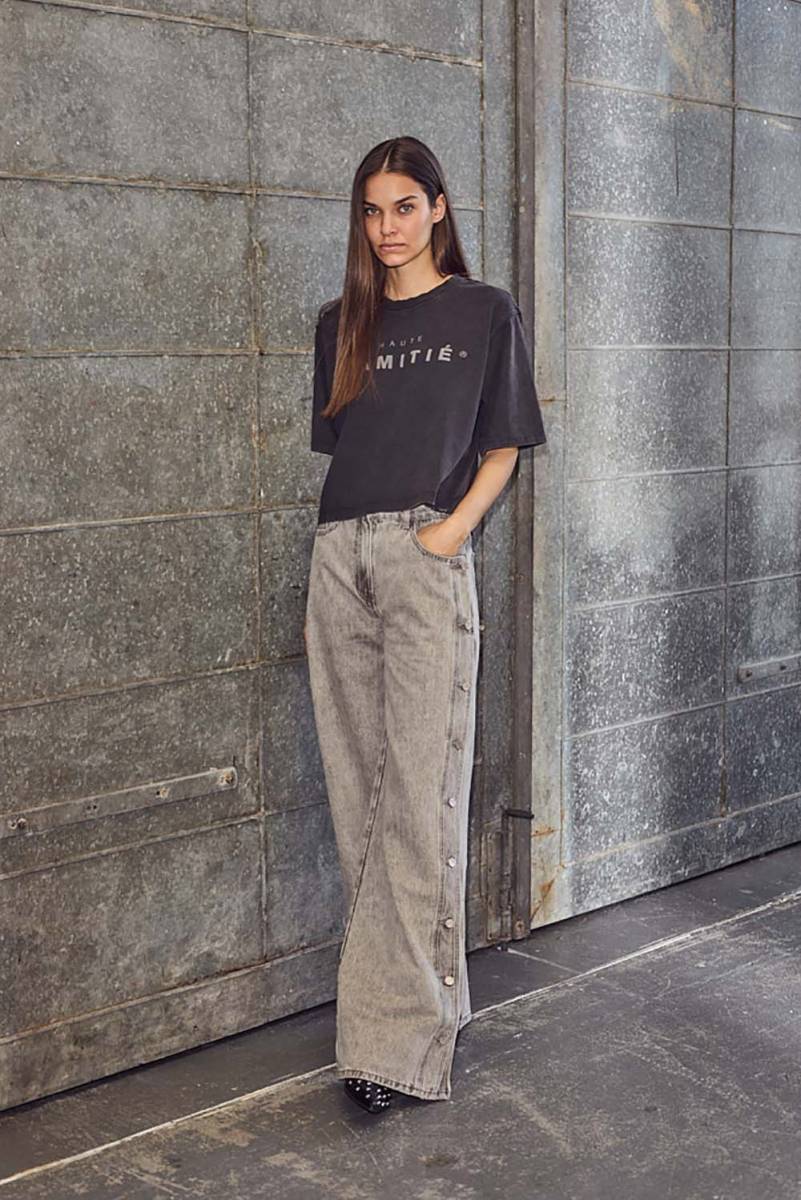 Side Panel Button Tall Jeans - Grijs