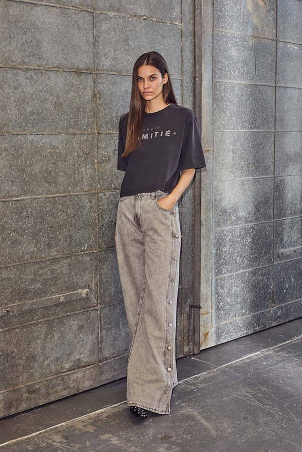 Side Panel Button Tall Jeans - Grijs