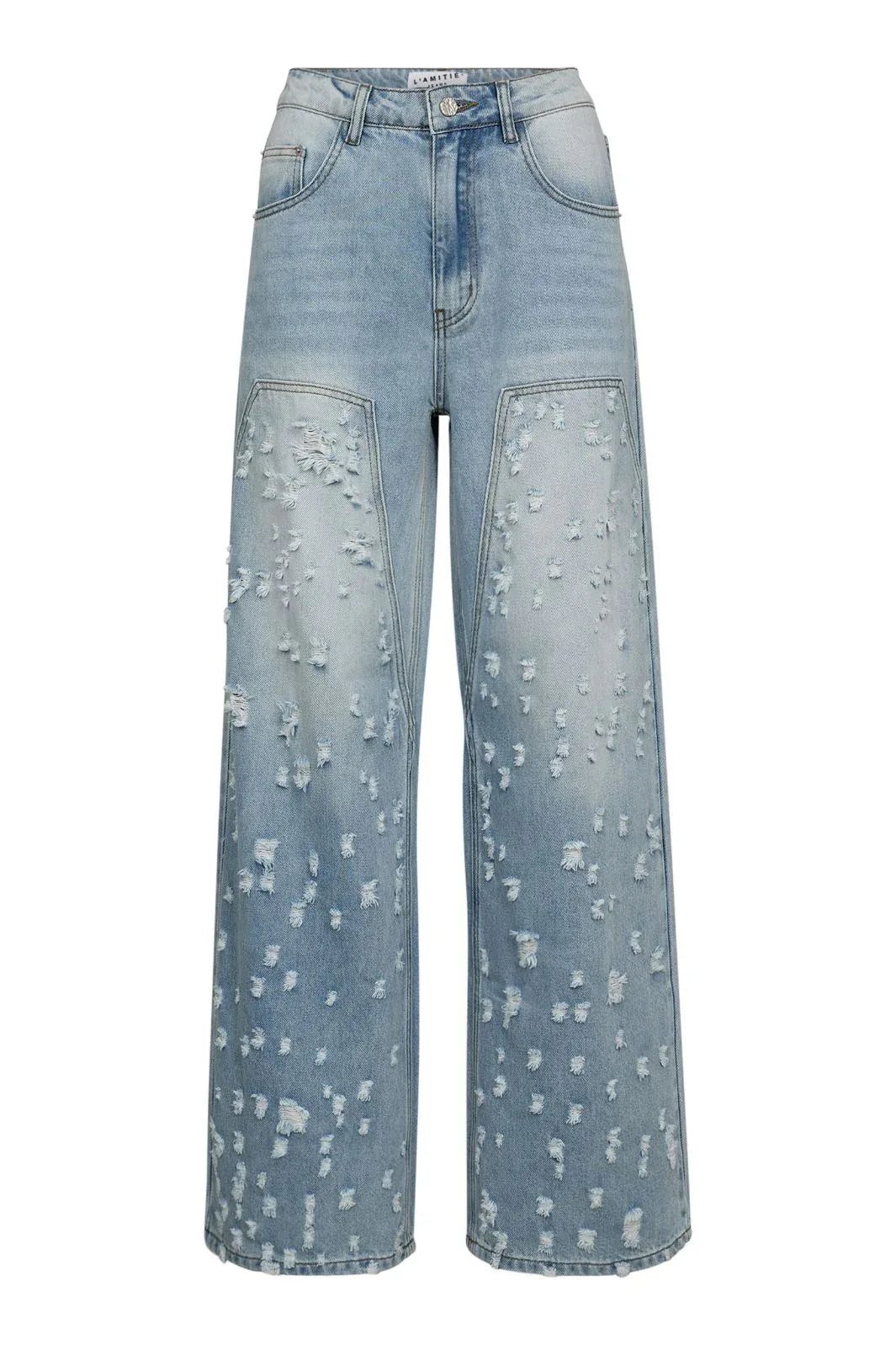 Bleach Distressed Patch Tall Jeans - Blauw
