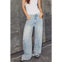 Bleach Distressed Patch Tall Jeans - Blauw