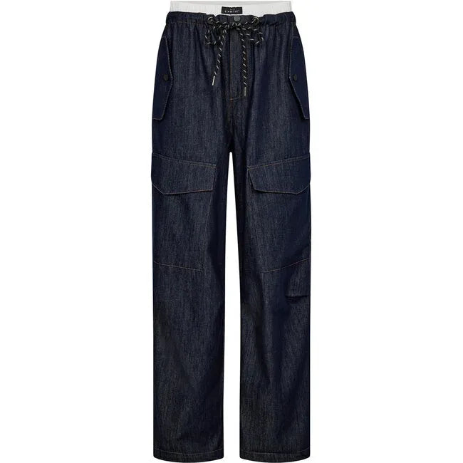 Denim Cargo Pull On Tall Trouser - Blauw