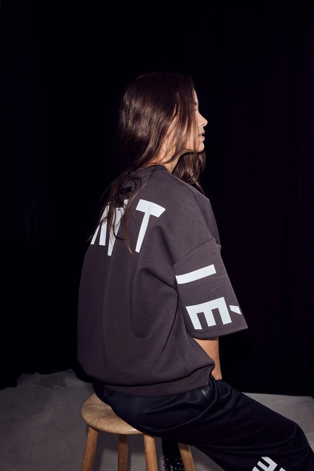 Maxi Split SS Logo Sweat - Grijs