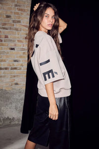 Maxi Split SS Logo Sweat - Beige