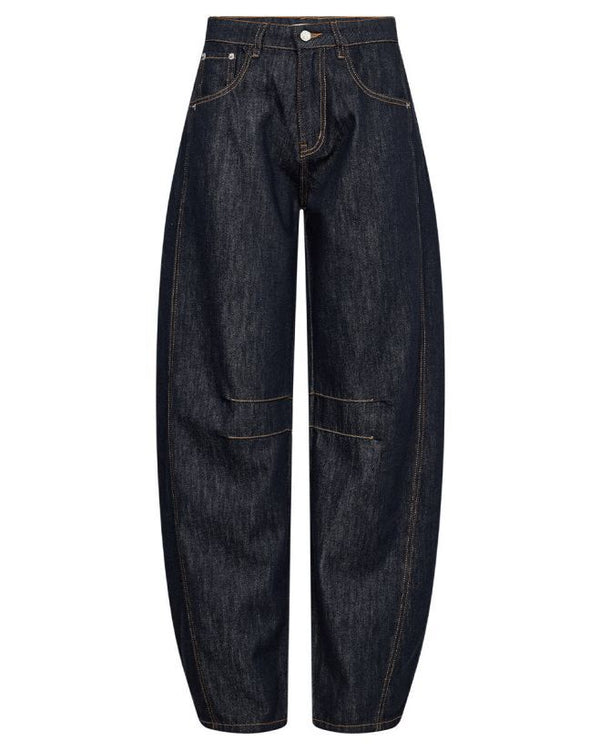 Drew Barrel Panel Tall Jeans Unwashed - Zwart