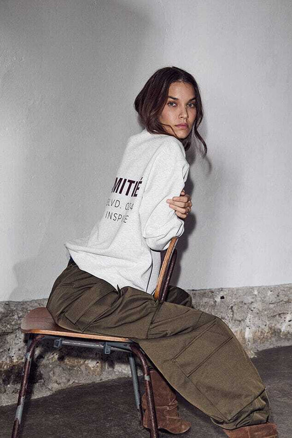 Back Print Studio Sweat - Beige