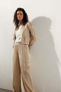 Hammered-Satin Trousers - Zand