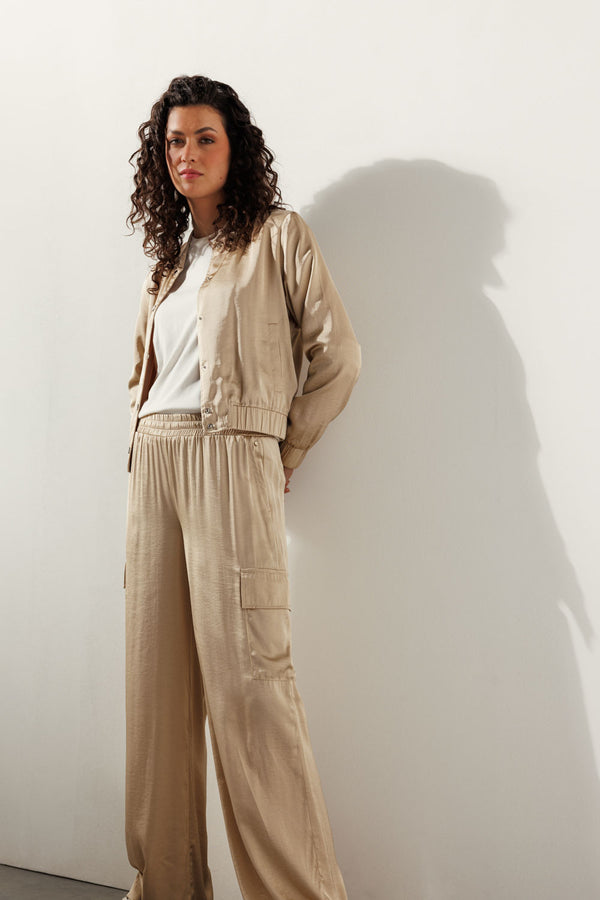 Hammered-Satin Trousers - Zand