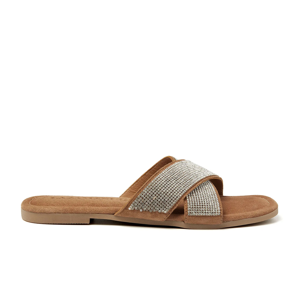 ladies crossed mules diamonds - Zilver