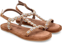 ladies sandals rhinestones square - Taupe