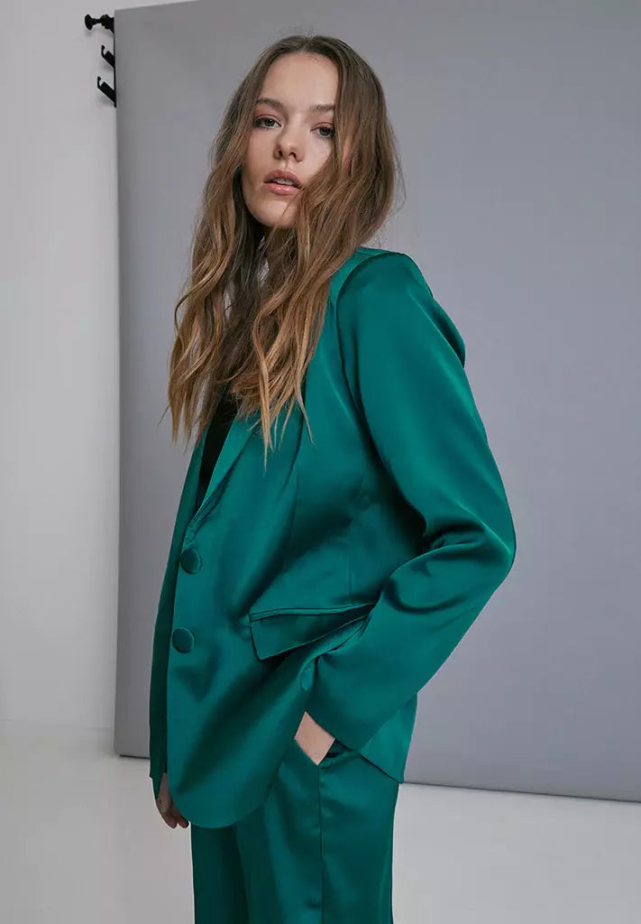 Justina Sateen Blazer 1 - Groen
