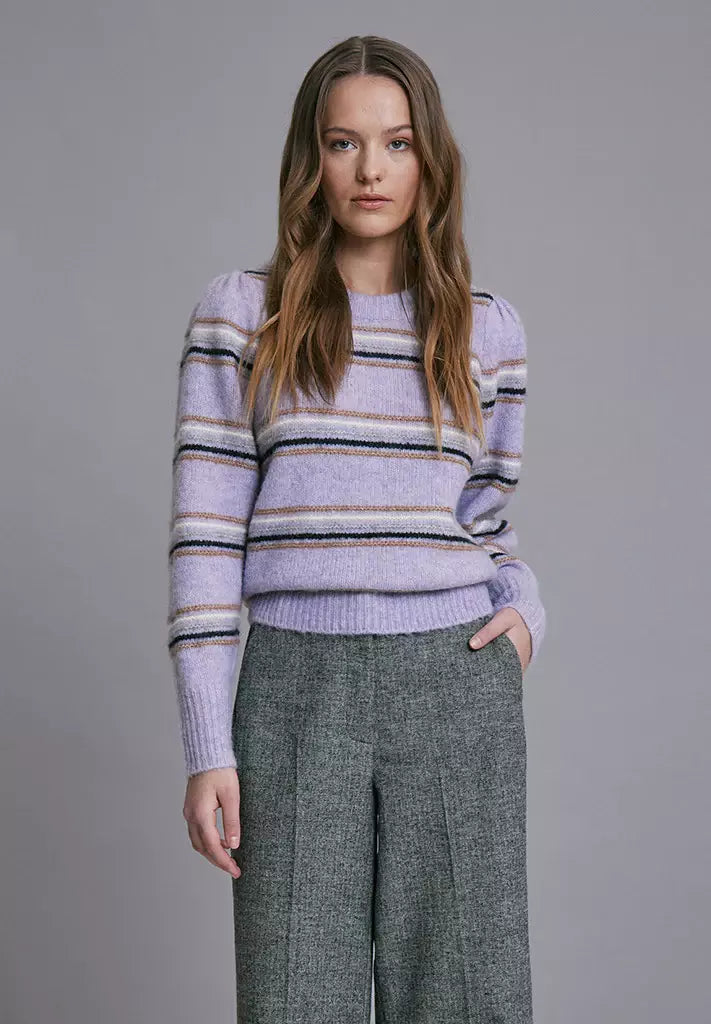 Alexandrine Round Neck Knit Pullover - Paars