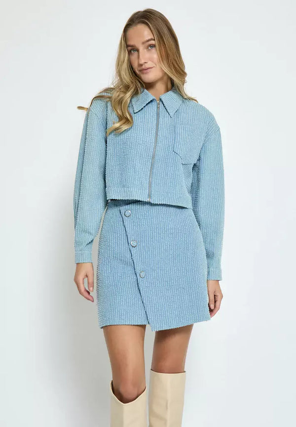 Velmia Short Denim Jacket - Blauw