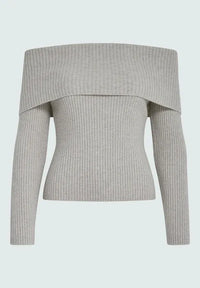MSFame Off Shoulder Knit Pullover - Zand