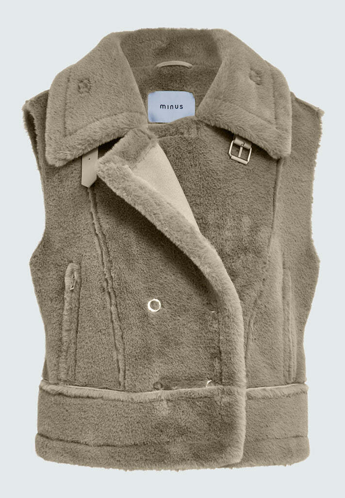 MSPat Faux Fur vest - Zand