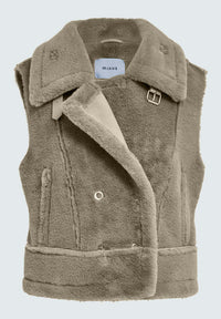 MSPat Faux Fur vest - Zand