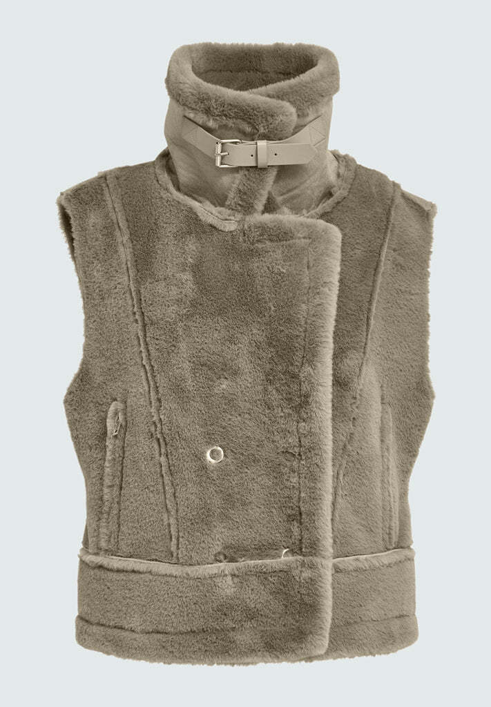 MSPat Faux Fur vest - Zand