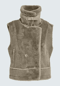 MSPat Faux Fur vest - Zand