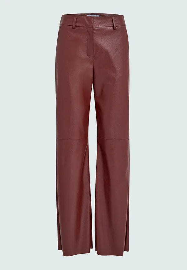MSTasja Mid Waist PU Pant - Bruin