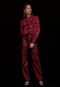 MSTasja Mid Waist PU Pant - Bruin