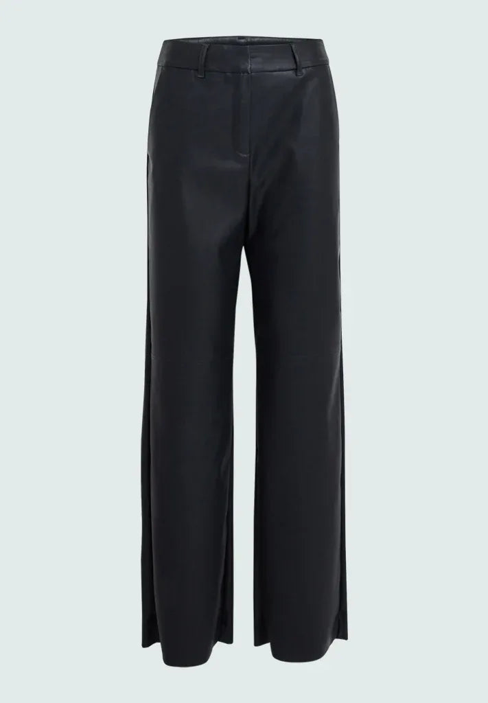 MSTasja Mid Waist PU Pant - Zwart