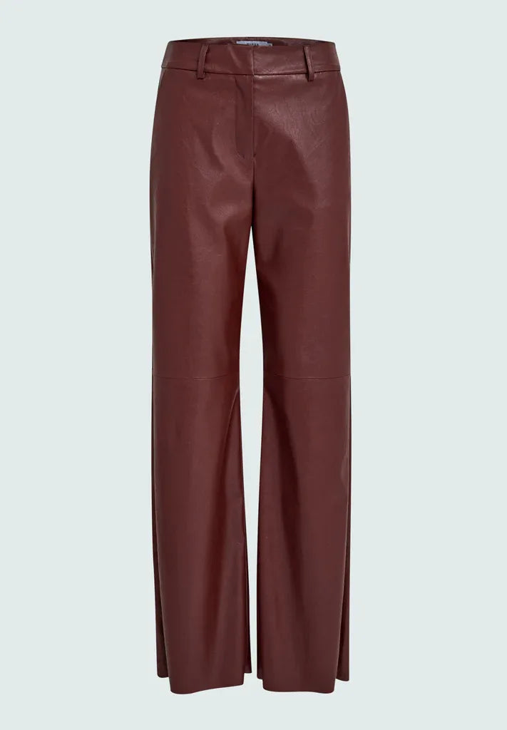 MSTasja Mid Waist PU Pant - Bruin