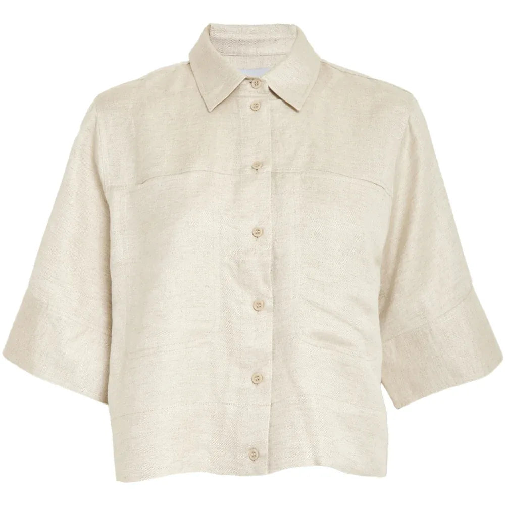 MSJuno Cropped Linen Shirt - Zand