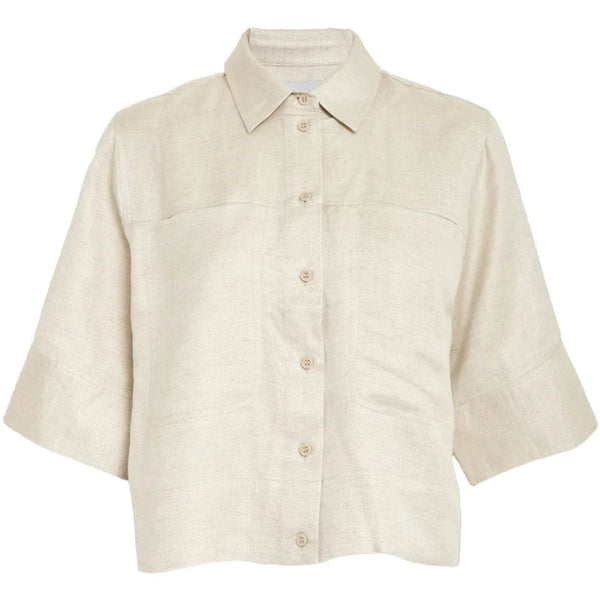 MSJuno Cropped Linen Shirt - Zand