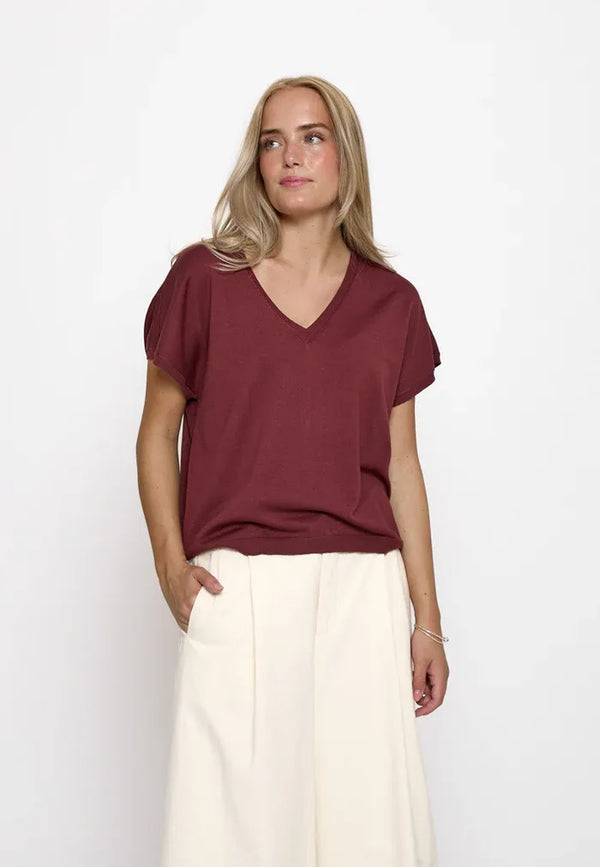 MSPeyton Batsleeve Knit T-Shirt - Rood