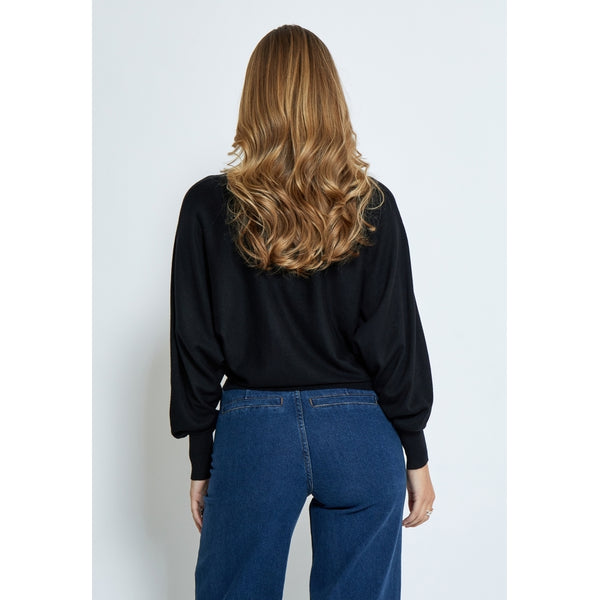 MSDana Bat Sleeve Knit Pullover - Zwart