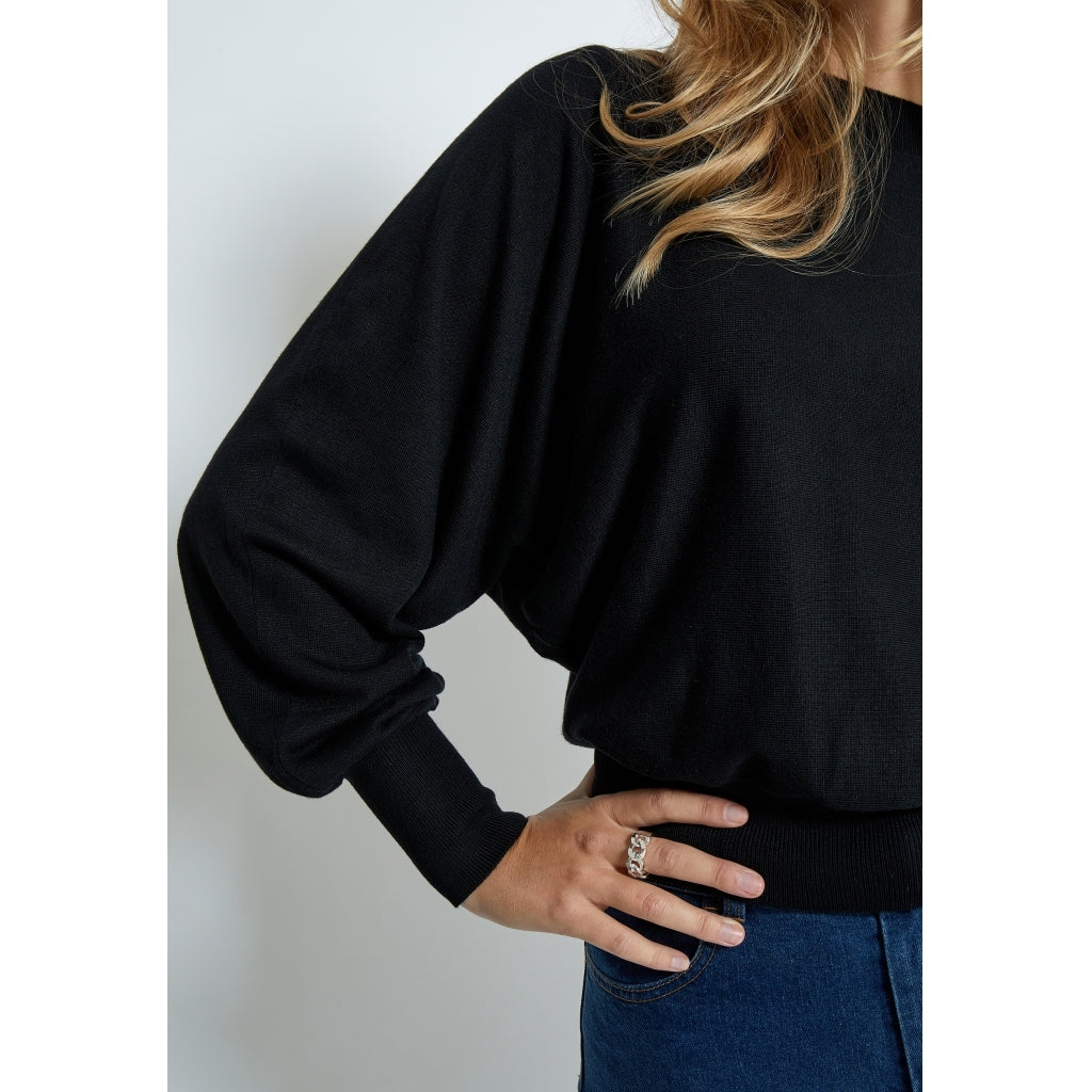 MSDana Bat Sleeve Knit Pullover - Zwart