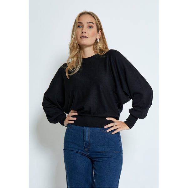 MSDana Bat Sleeve Knit Pullover - Zwart