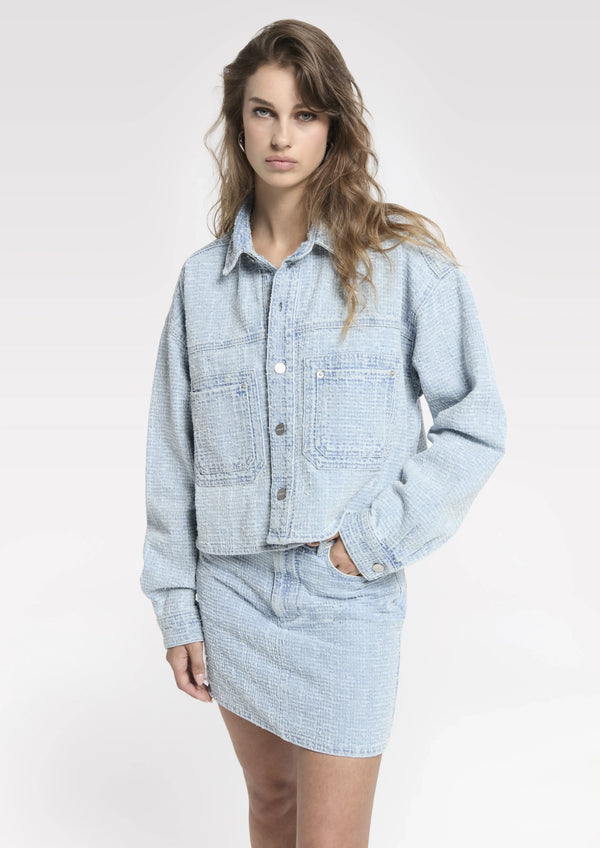 Mini Skirt With Allover Distressed - Blauw