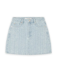 Mini Skirt With Allover Distressed - Blauw