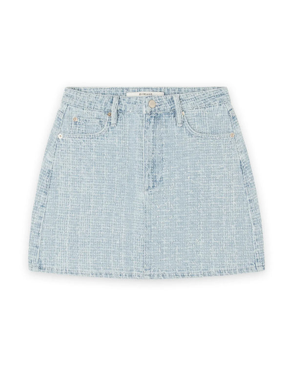 Mini Skirt With Allover Distressed - Blauw