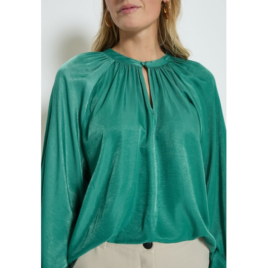 Polianni V-Neck Long Sleeve Blouse - Groen