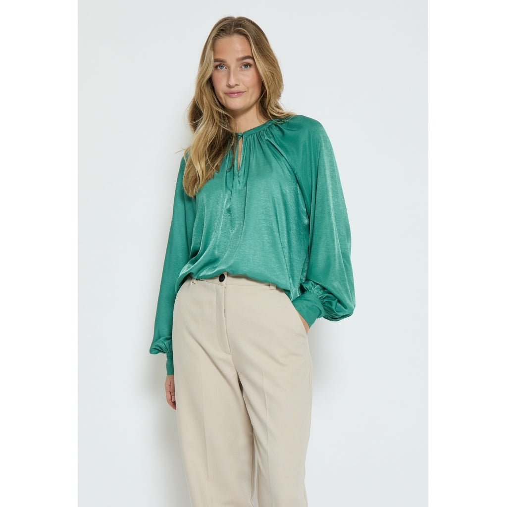 Polianni V-Neck Long Sleeve Blouse - Groen