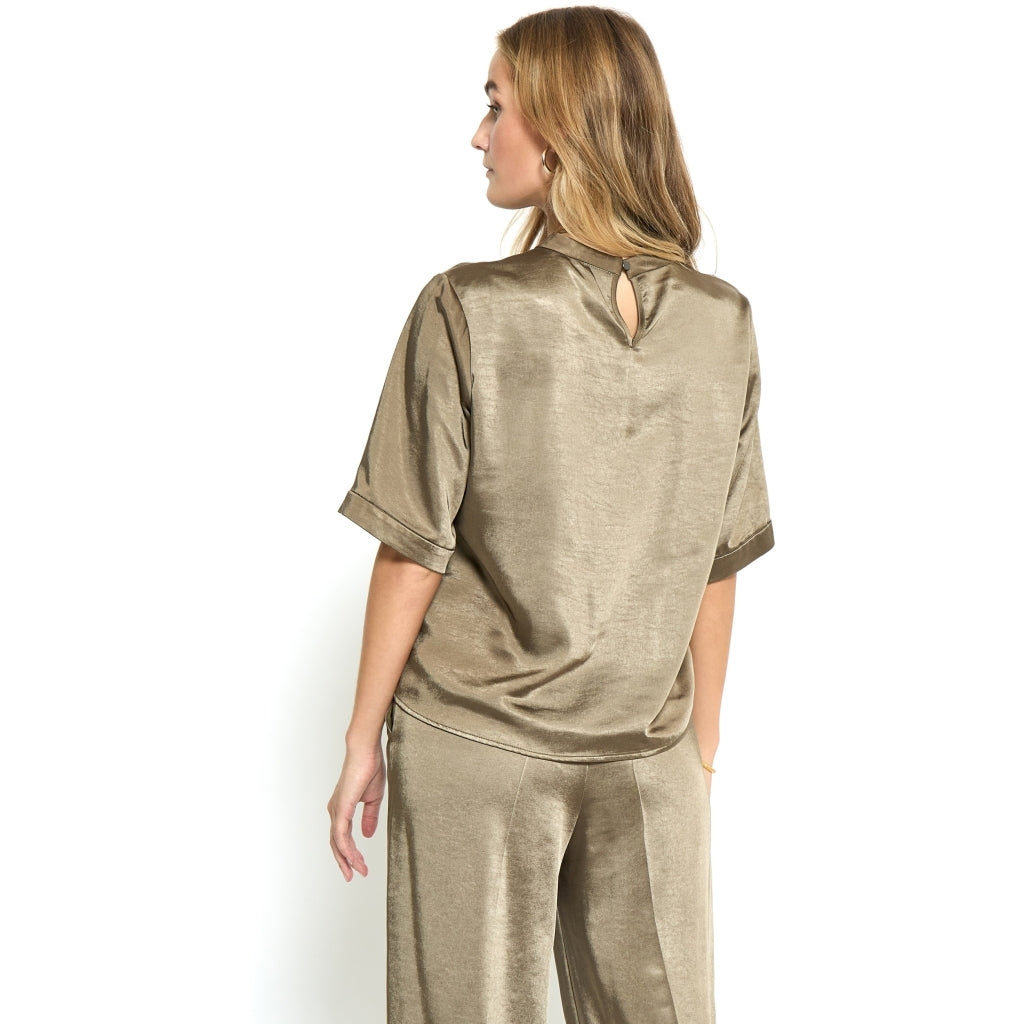 PCRuby Mock Neck Half Sleeve Blouse - Bruin