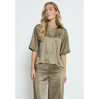 PCRuby Mock Neck Half Sleeve Blouse - Bruin