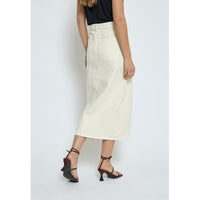 Fione Mid Waisted Midi Skirt - Beige