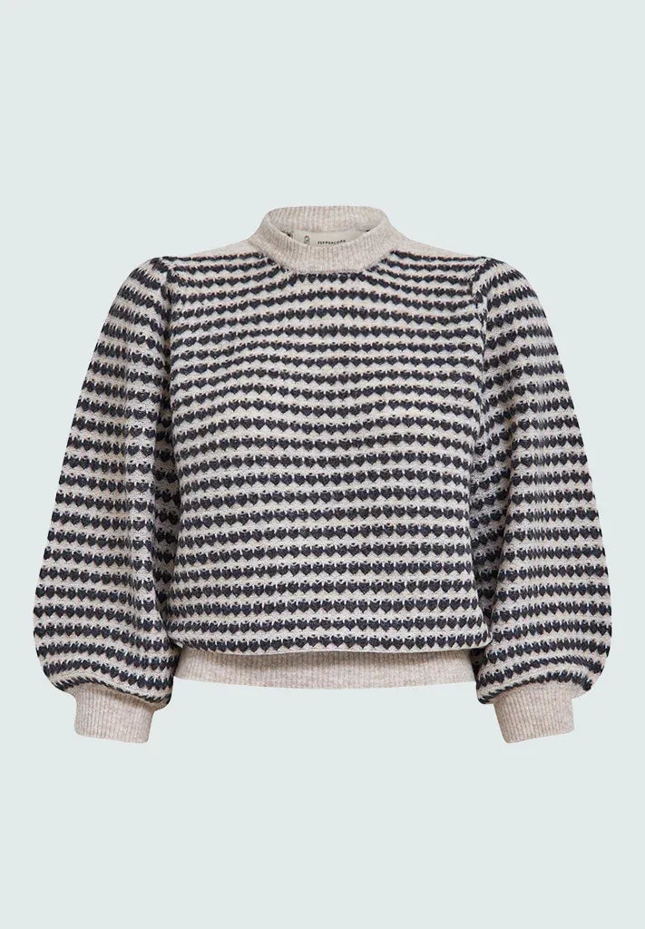PCCamilla 3/4 Sleeve Striped Knit Pullover - Multi