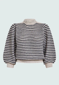 PCCamilla 3/4 Sleeve Striped Knit Pullover - Multi