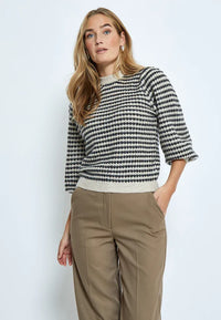 PCCamilla 3/4 Sleeve Striped Knit Pullover - Multi