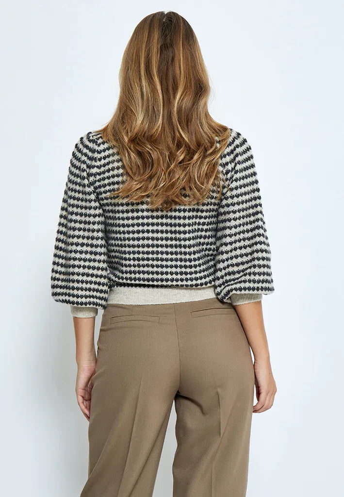 PCCamilla 3/4 Sleeve Striped Knit Pullover - Multi