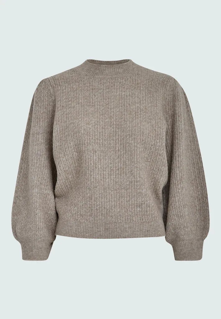 PCChia GRS 3/4 Sleeve Knit Pullover - Bruin